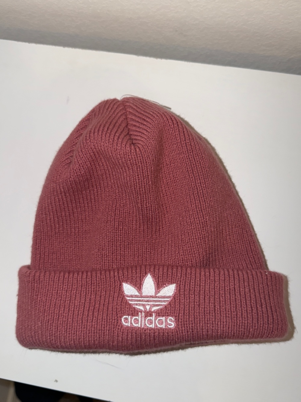 adidas Ribbed Beanie Hat in Dusty Rose